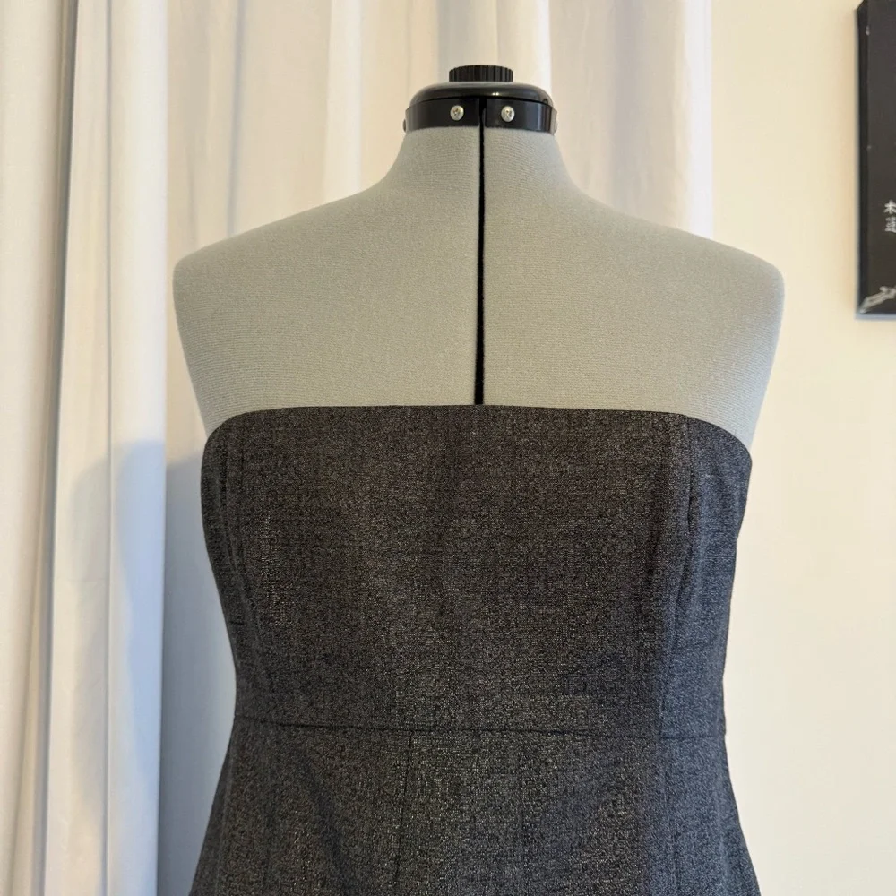 Theory Mica Conie Strapless Shimmer Wool Blend Cocktail Dress Women’s 12 - Picture 4 of 11